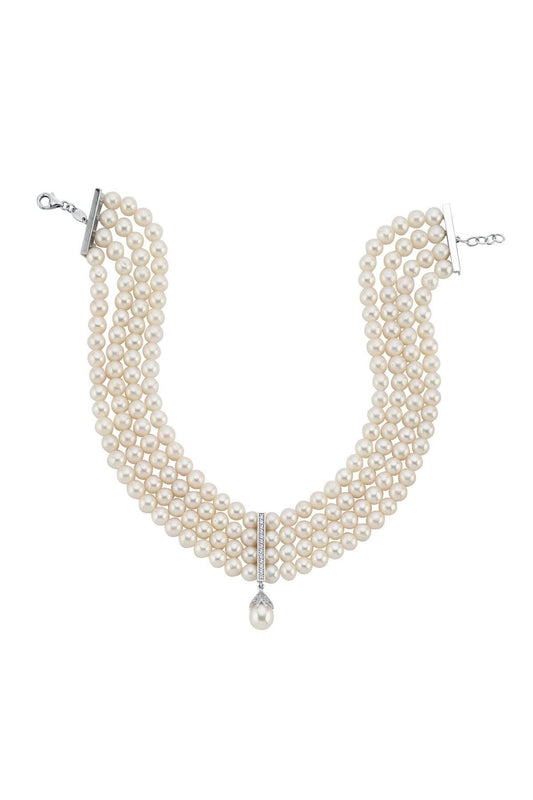 Choker Zirkon Taşlı Doğal İnci Kolye