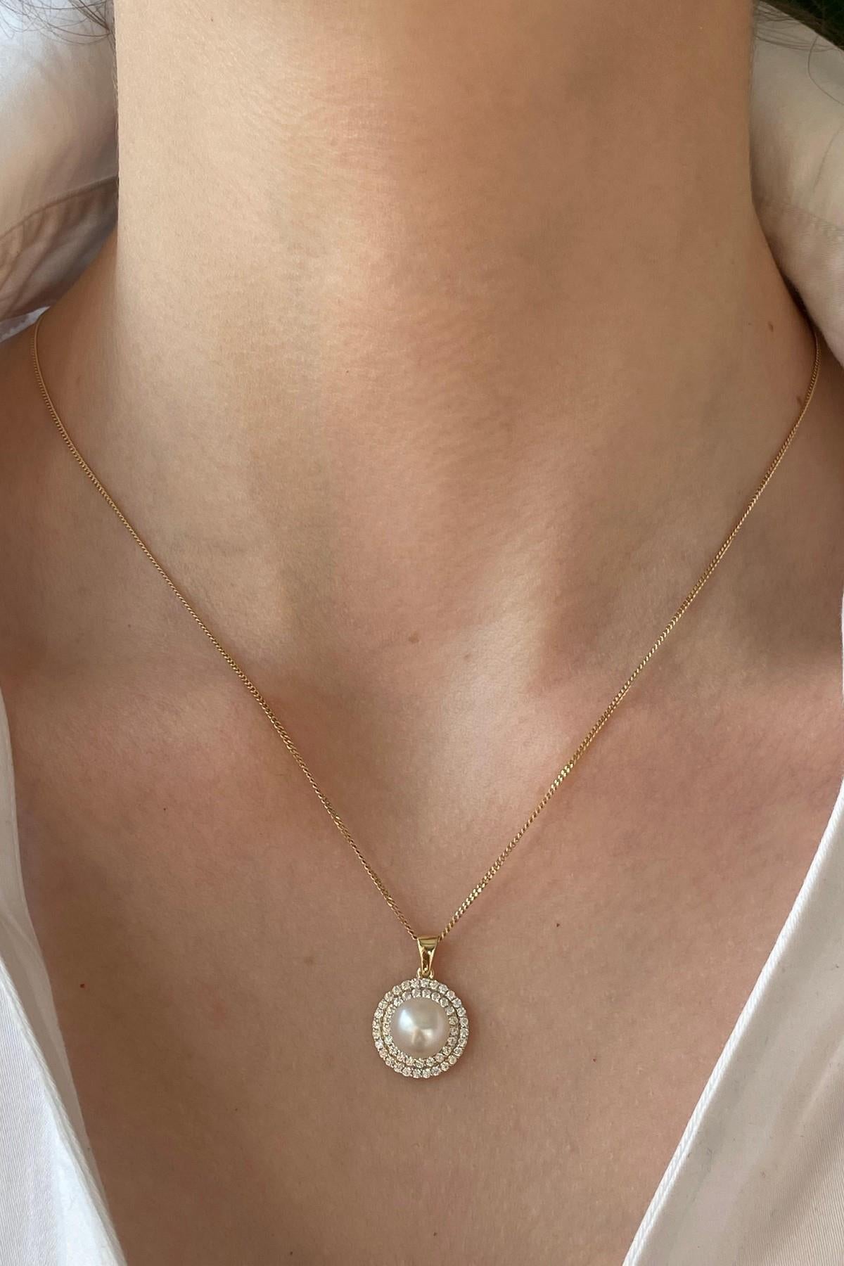 Doğal İnci Taşlı Kolye