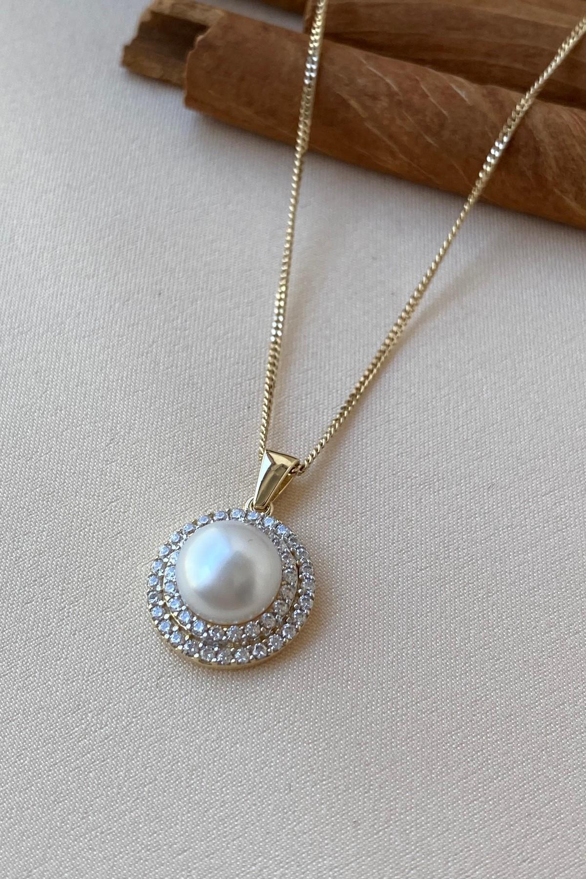 Doğal İnci Taşlı Kolye