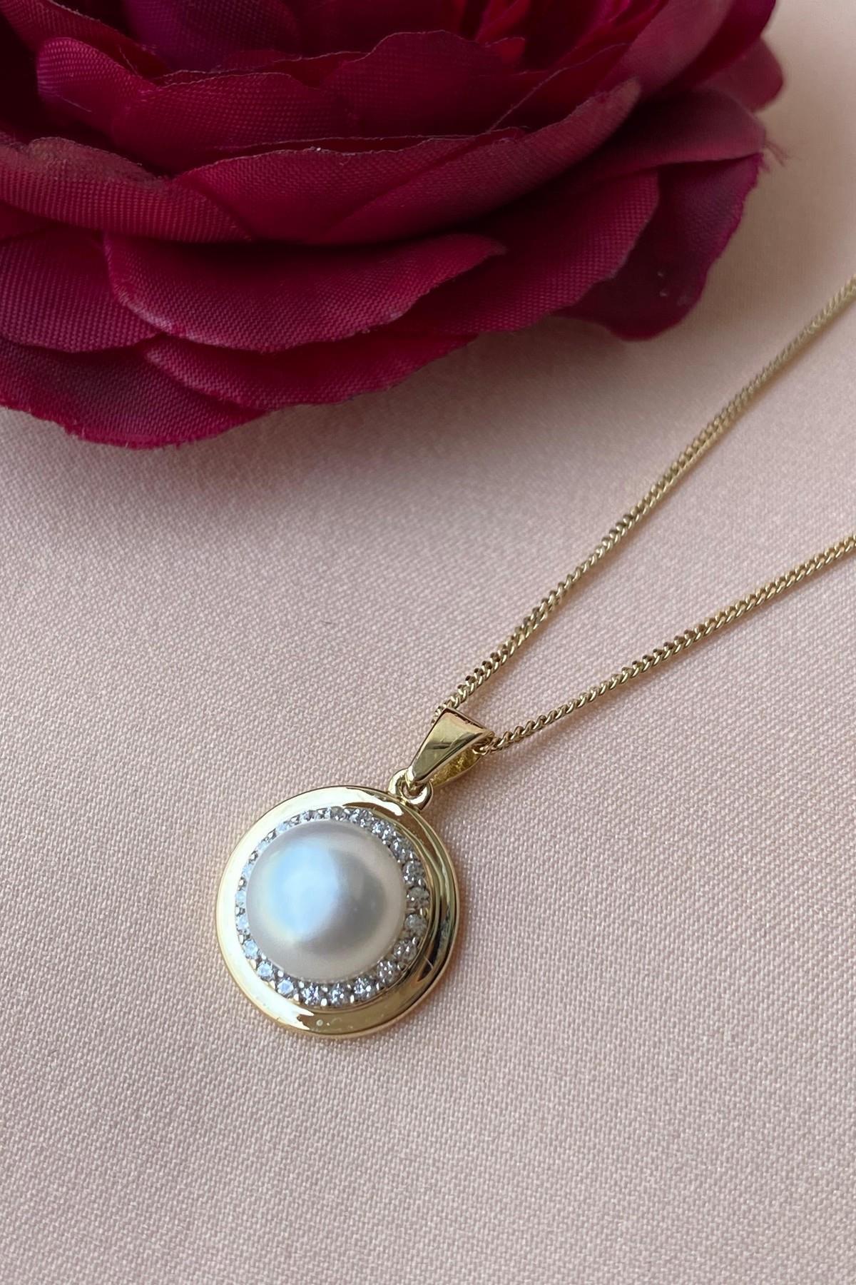 Doğal İncili Taşlı Kolye