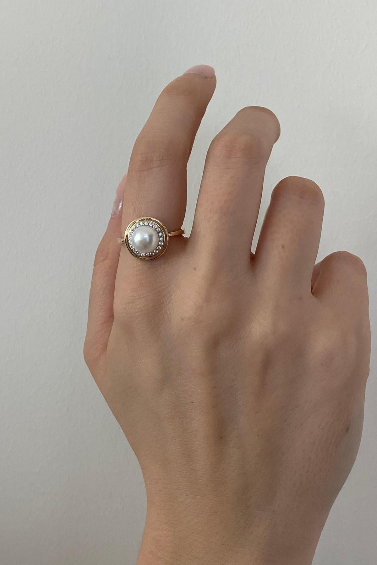 Doğal İncili Zirkon Taşlı Yüzük