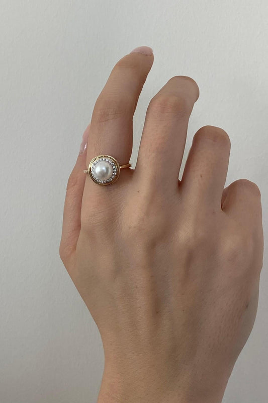 Doğal İncili Zirkon Taşlı Yüzük