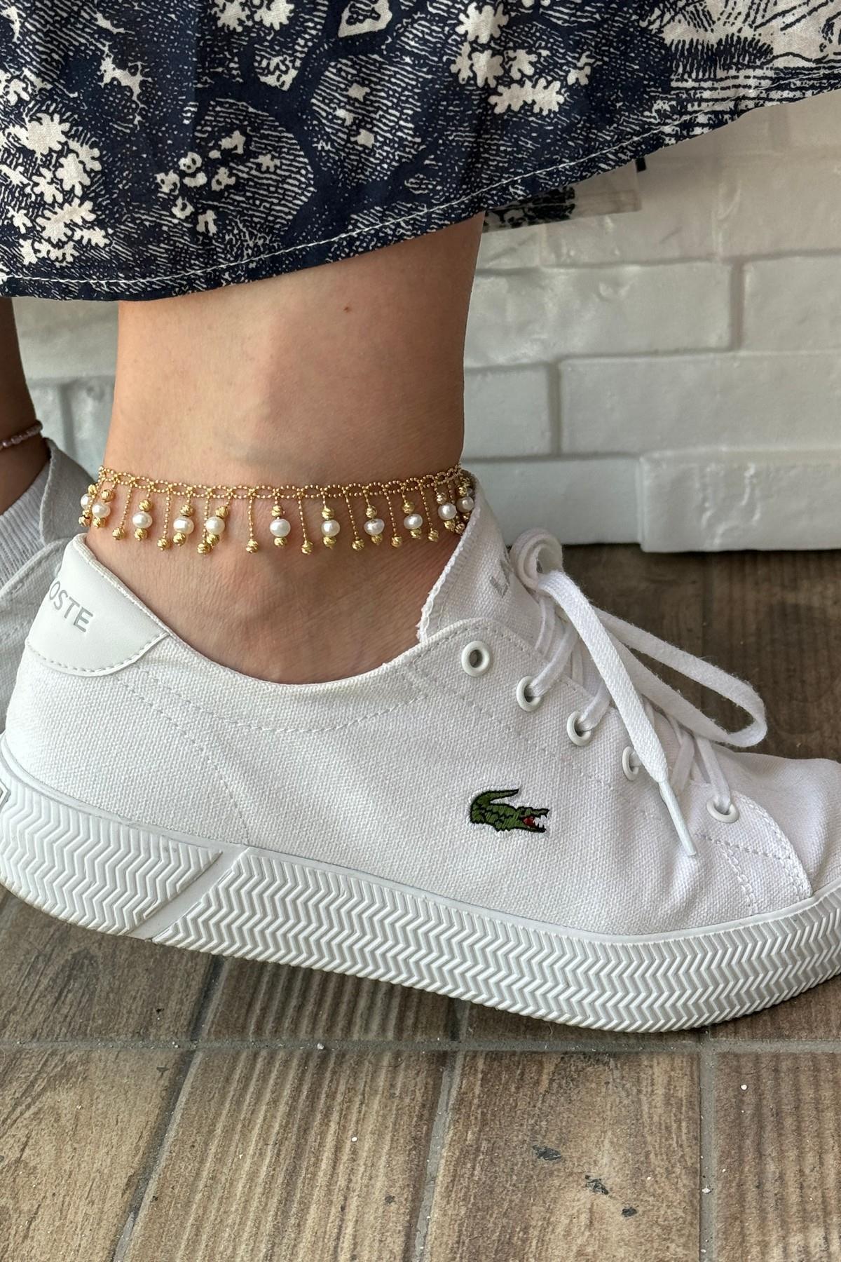 Dorikalı Doğal İnci Sallantılı Halhal