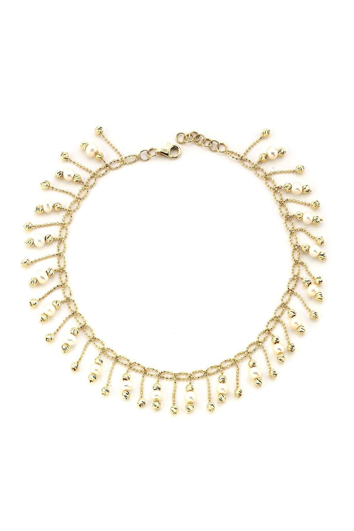 Dorikalı Doğal İnci Sallantılı Halhal