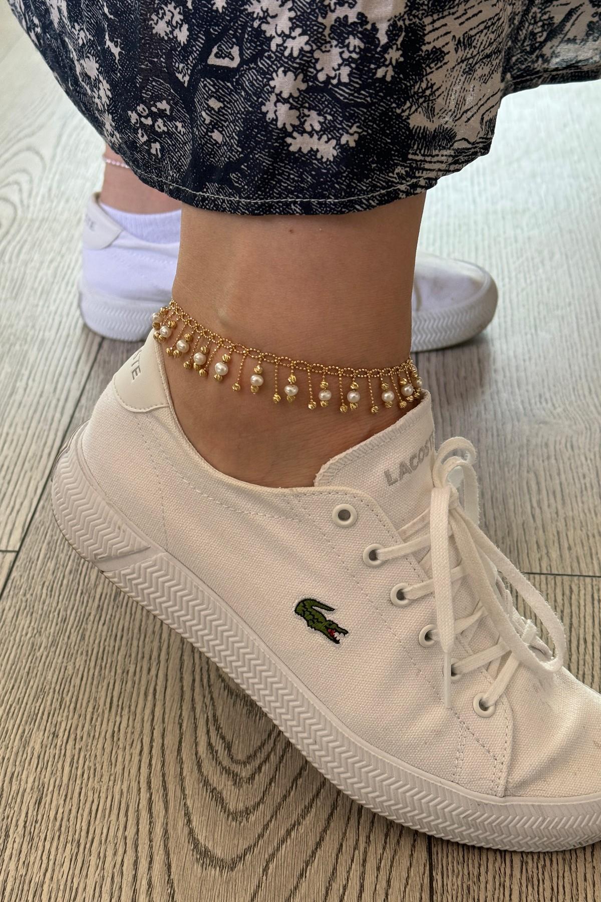 Dorikalı Doğal İnci Sallantılı Halhal