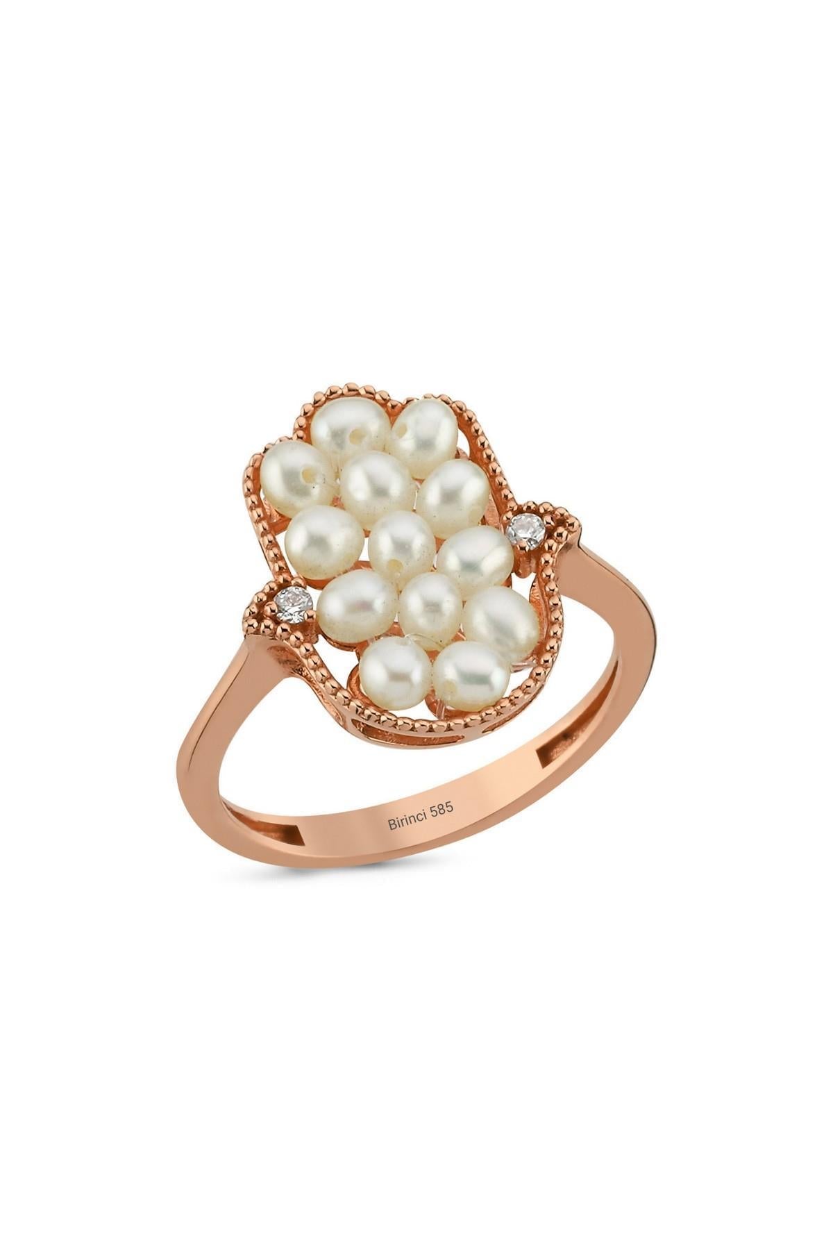 Fatma Elli Doğal 0,08 Karat İnci Pırlanta Yüzük