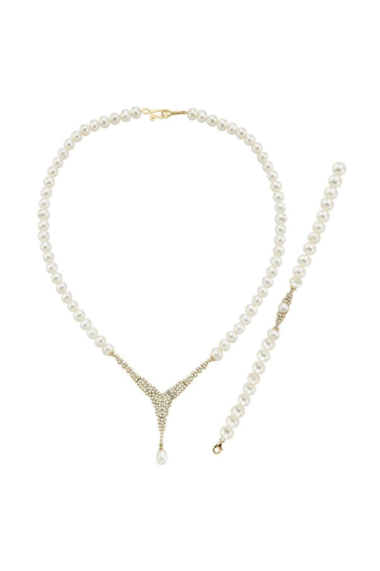 Doğal İnci Kolye Bileklik İkili Set