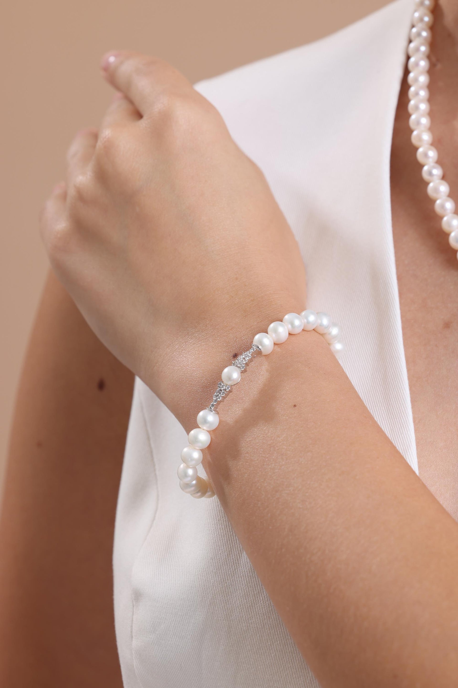 Doğal İnci Kolye Bileklik İkili Set