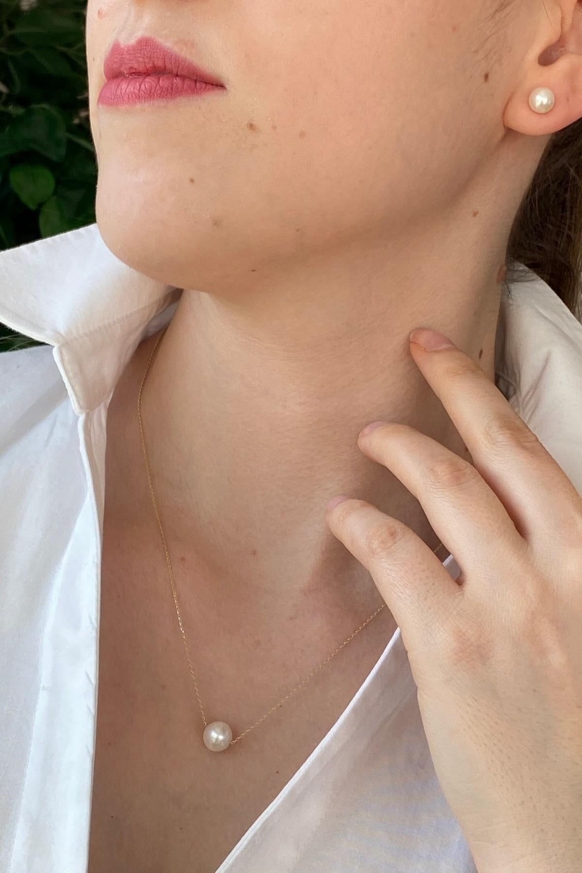 Tekli Doğal İnci Küpe Kolye İkili Set