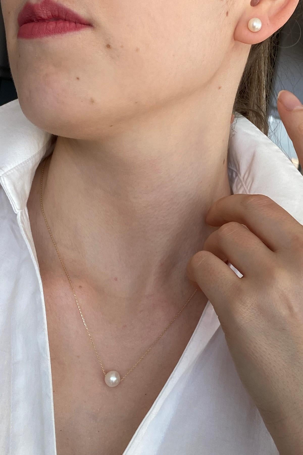 Tekli Doğal İnci Küpe Kolye İkili Set