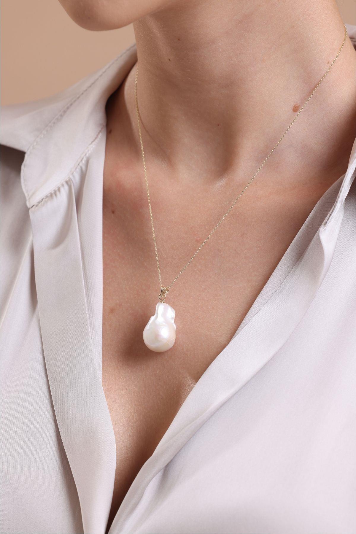 Zincirli Barok Doğal İnci Kolye