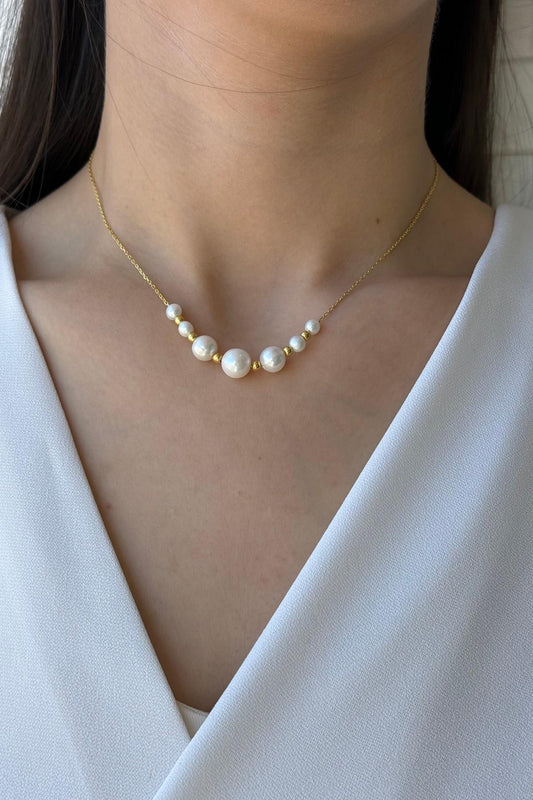 Sıralı Süzme İnci Dorika Toplu Kolye