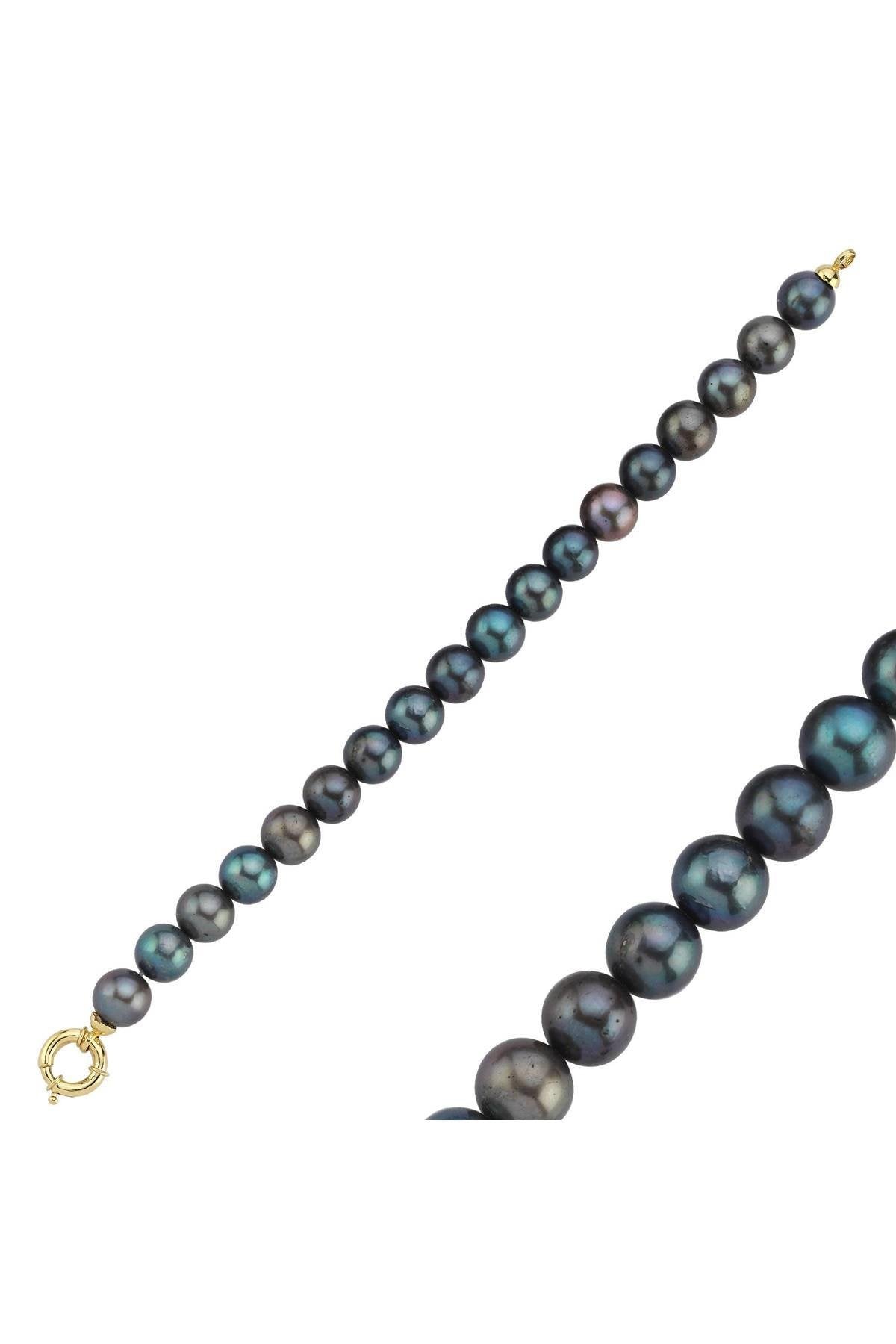 Gemici Kilit Sıralı Siyah İnci Bileklik