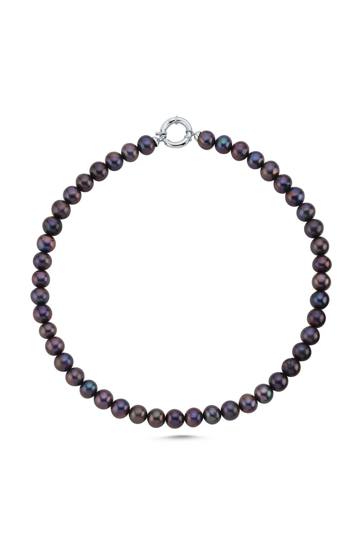 Gemici Kilit Sıralı Siyah İnci Kolye