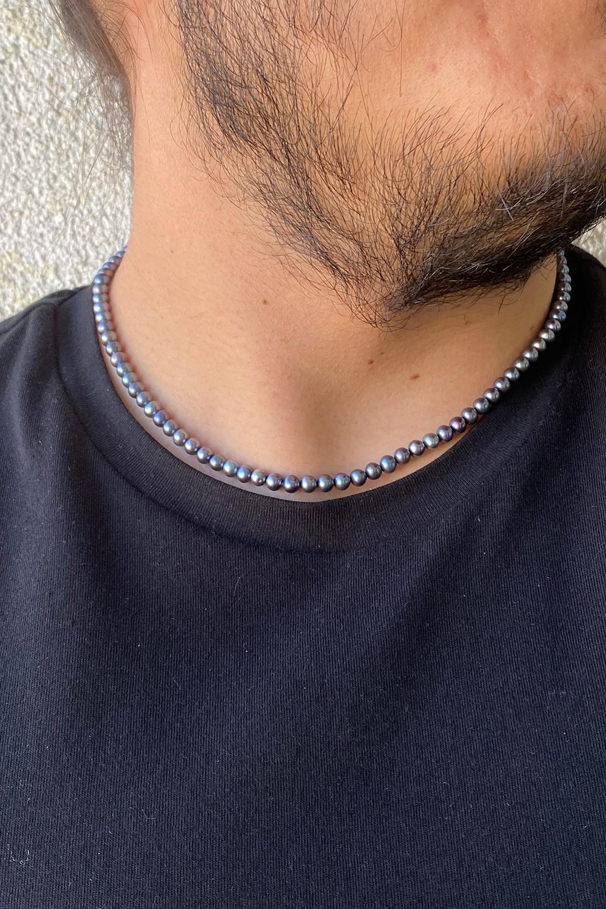 Sıralı Doğal İnci Erkek Kolye