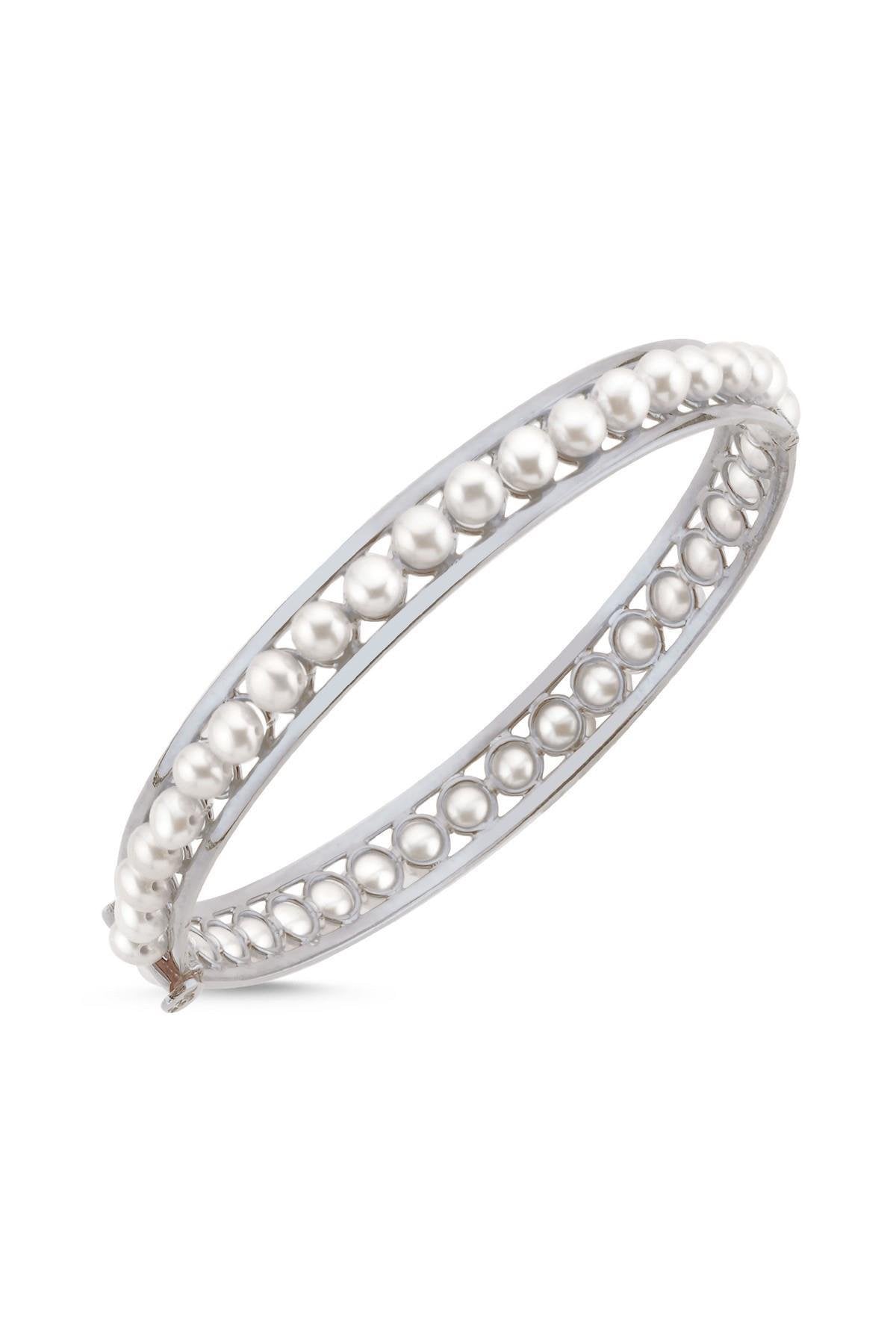 Tek Sıra Kelepçe Doğal İnci Bileklik