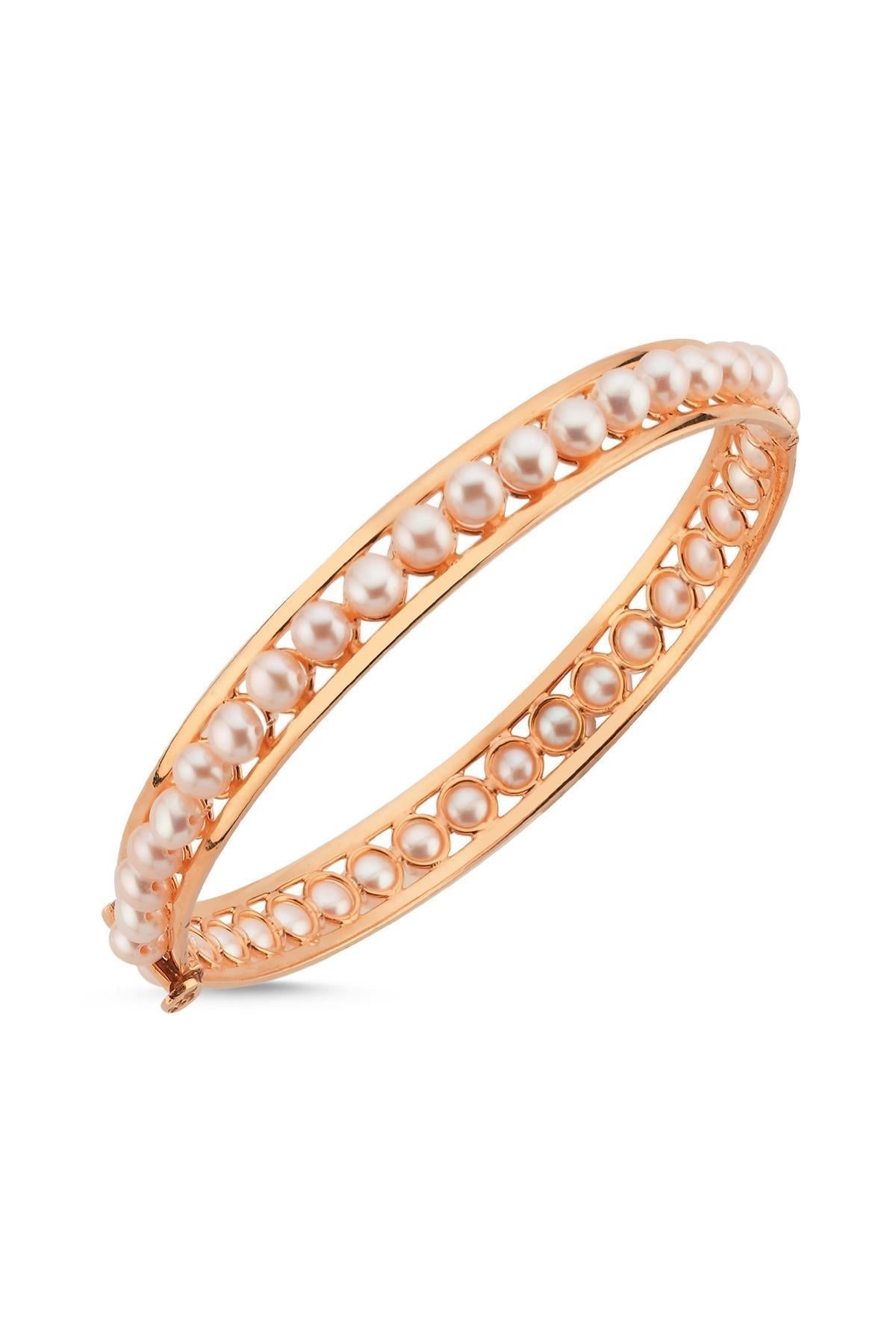 Tek Sıra Kelepçe Doğal İnci Bileklik