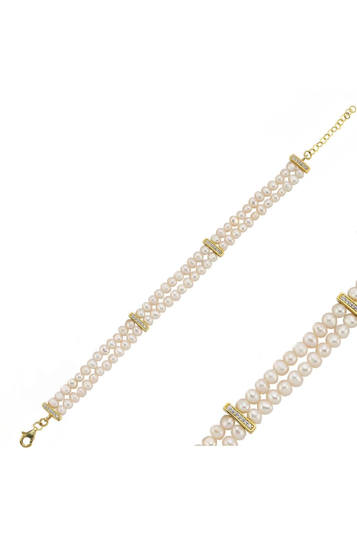 Çift Sıra Doğal İnci Bileklik