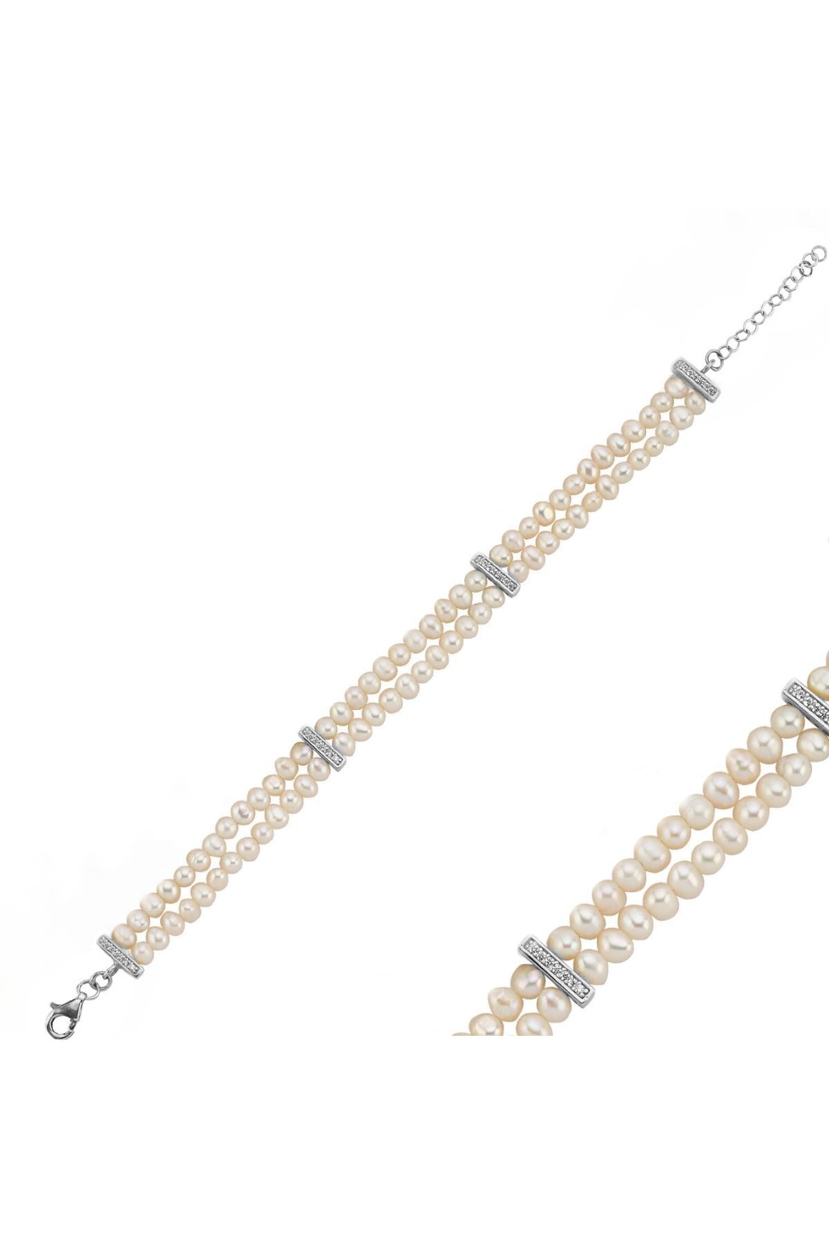 Çift Sıra Doğal İnci Bileklik