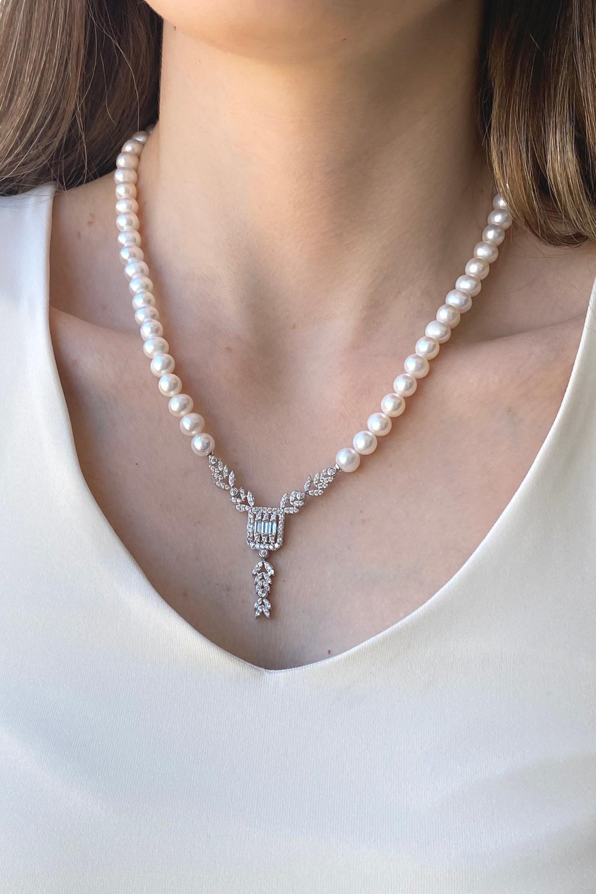 Baget Kesim Doğal İnci Kolye