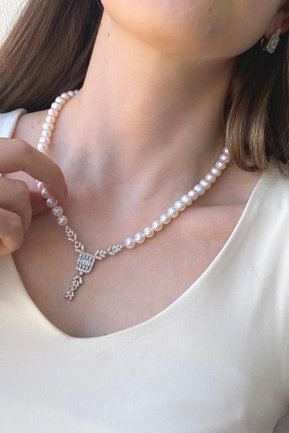 Baget Kesim Doğal İnci Kolye