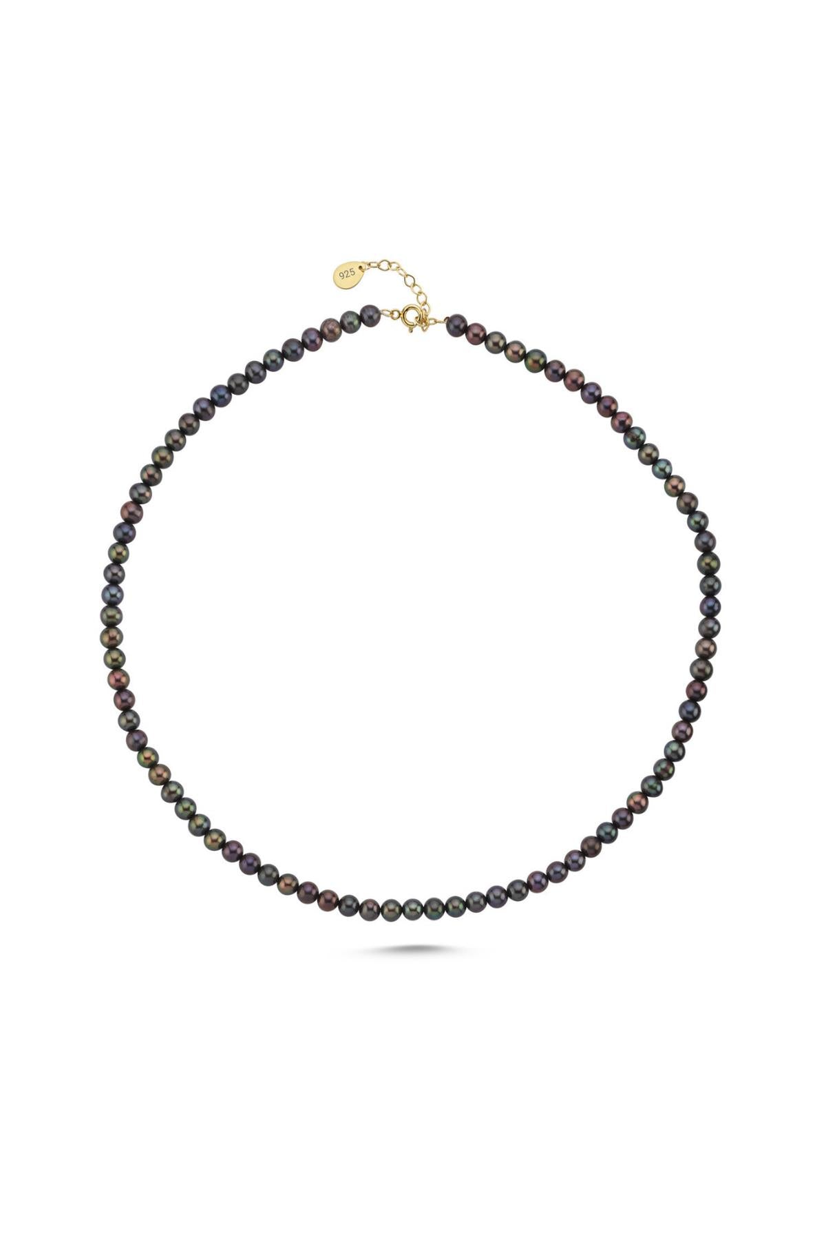 Siyah Doğal İnci Sıralı Kolye