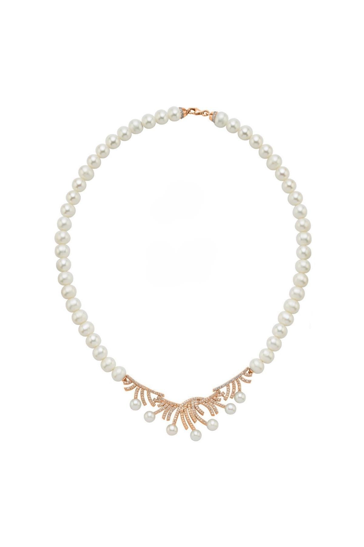 Zirkon Taşlı Doğal İnci Kolye