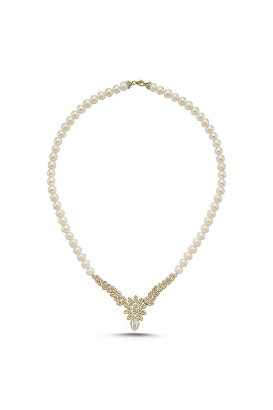 Çiçek Modeli İnci Kolye