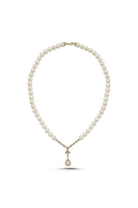 Damla Taşlı Doğal İncili Kolye