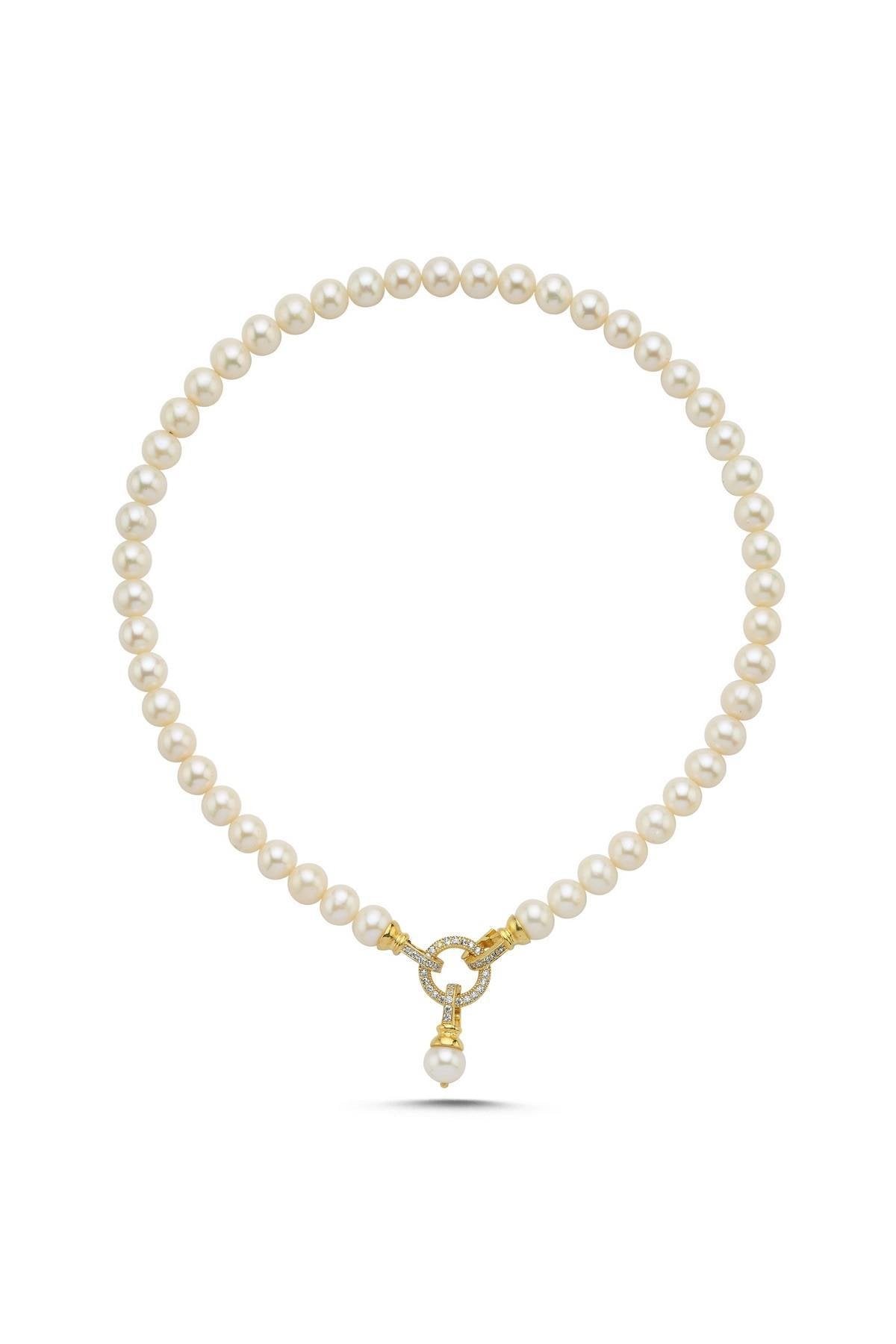 Halka Kilitli Doğal İnci Kolye