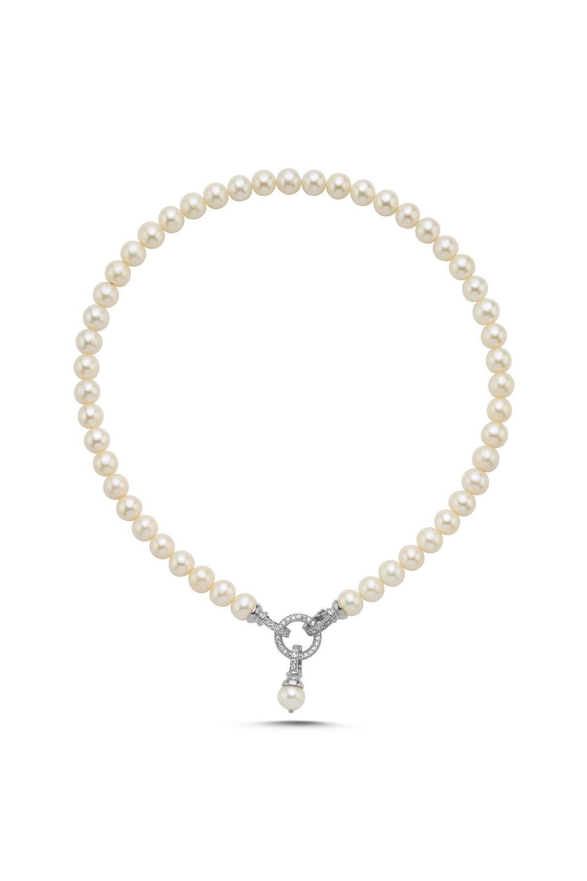 Halka Kilitli Doğal İnci Kolye