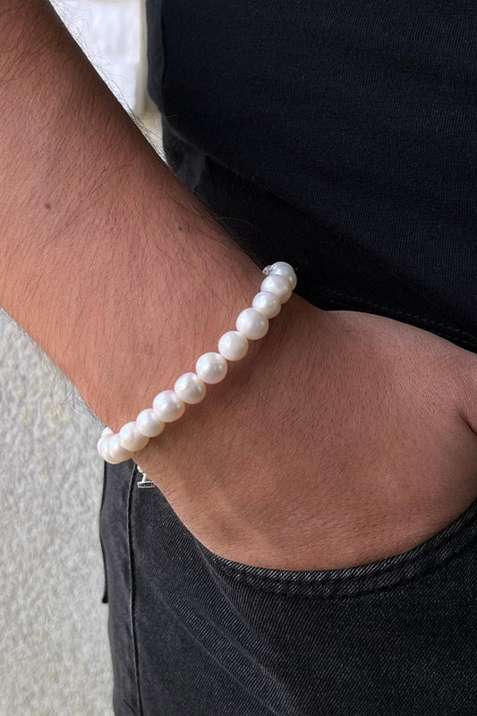 Sıralı Doğal İnci Erkek Bileklik