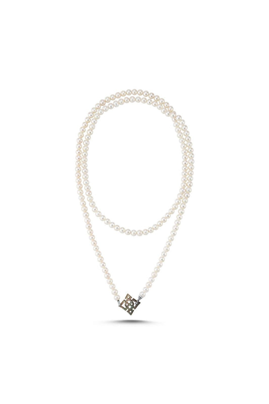 Uzun Tasarım Sıralı İnci Kolye