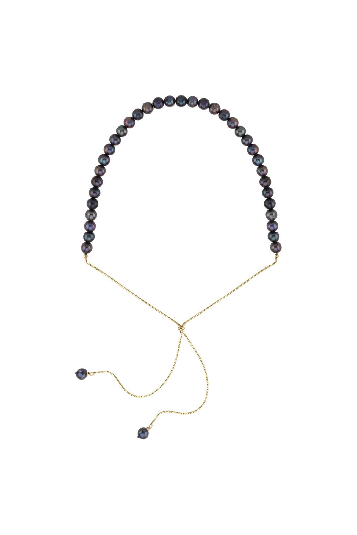 Yarı Doğal İnci Yarı Zincir Asansörlü Kolye