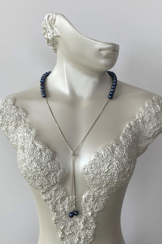 Yarı Doğal İnci Yarı Zincir Asansörlü Kolye