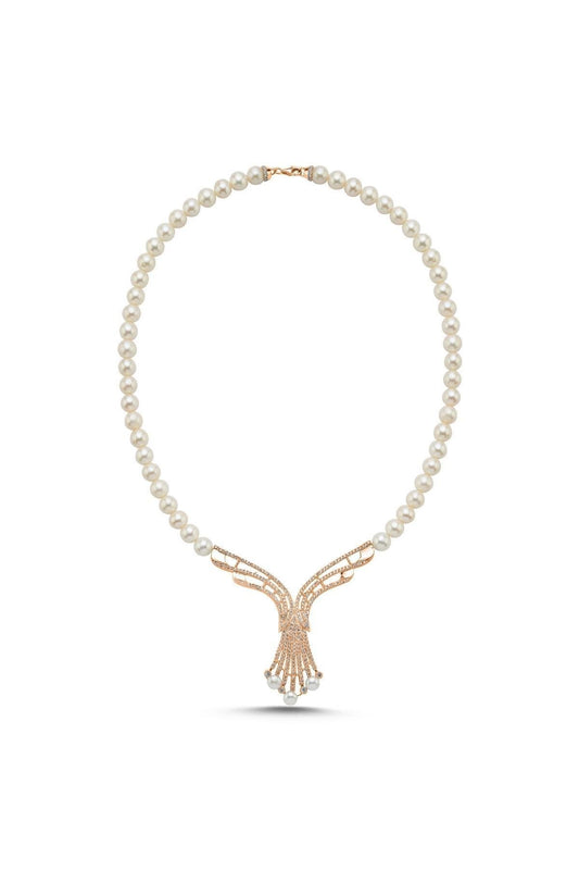 Zirkon Taşlı Doğal İnci Gerdanlık