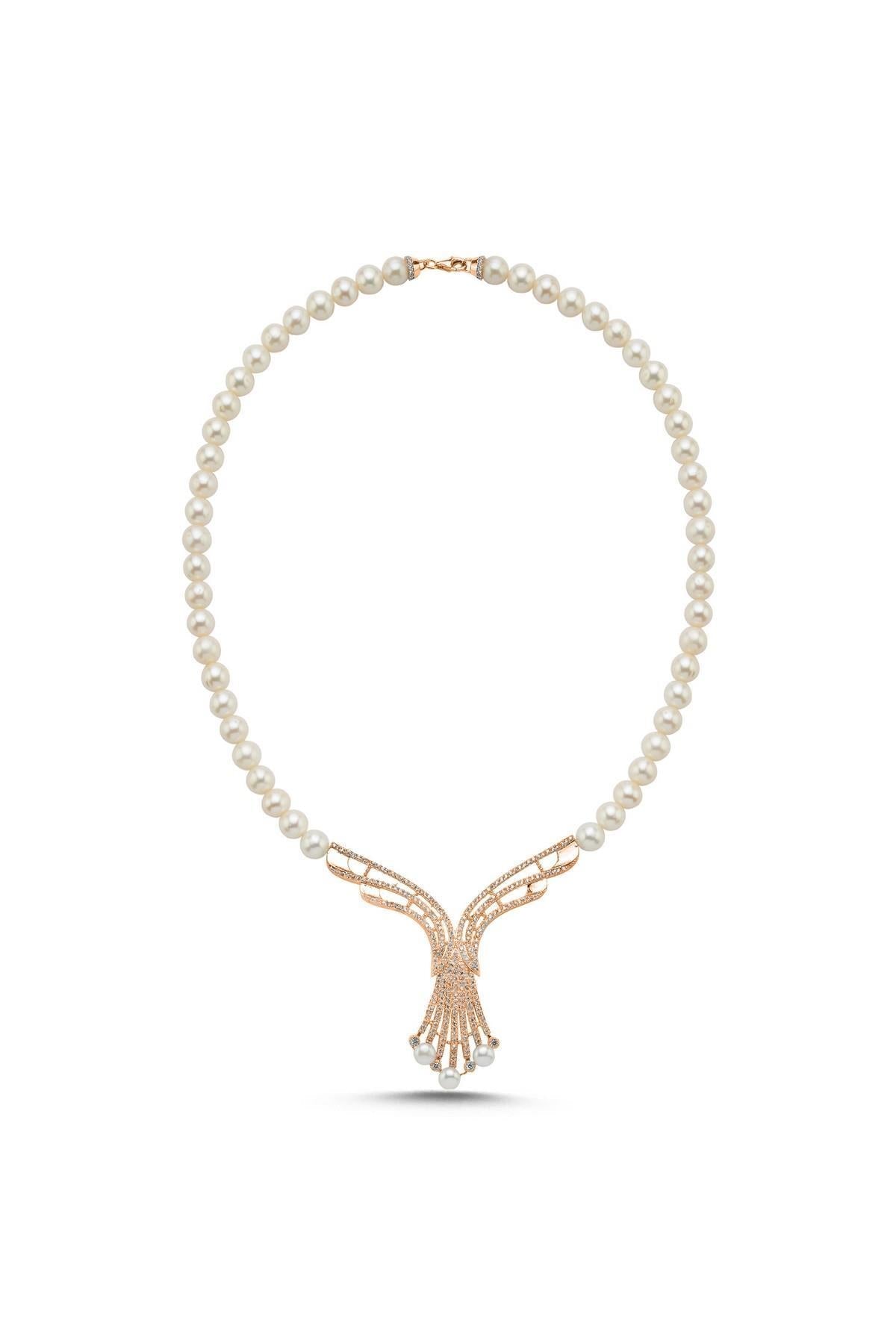 Zirkon Taşlı Doğal İnci Gerdanlık