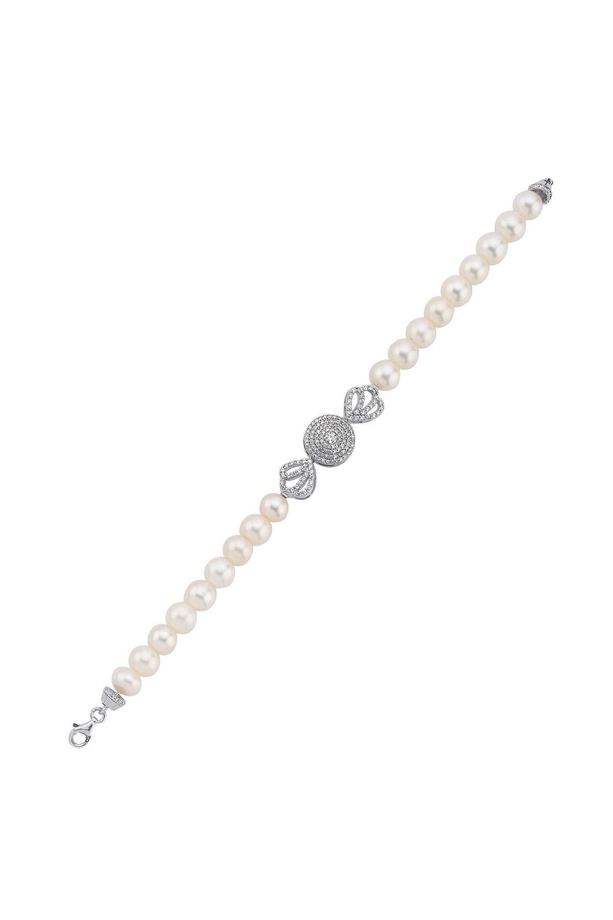 Zirkon Taşlı İnci Bileklik