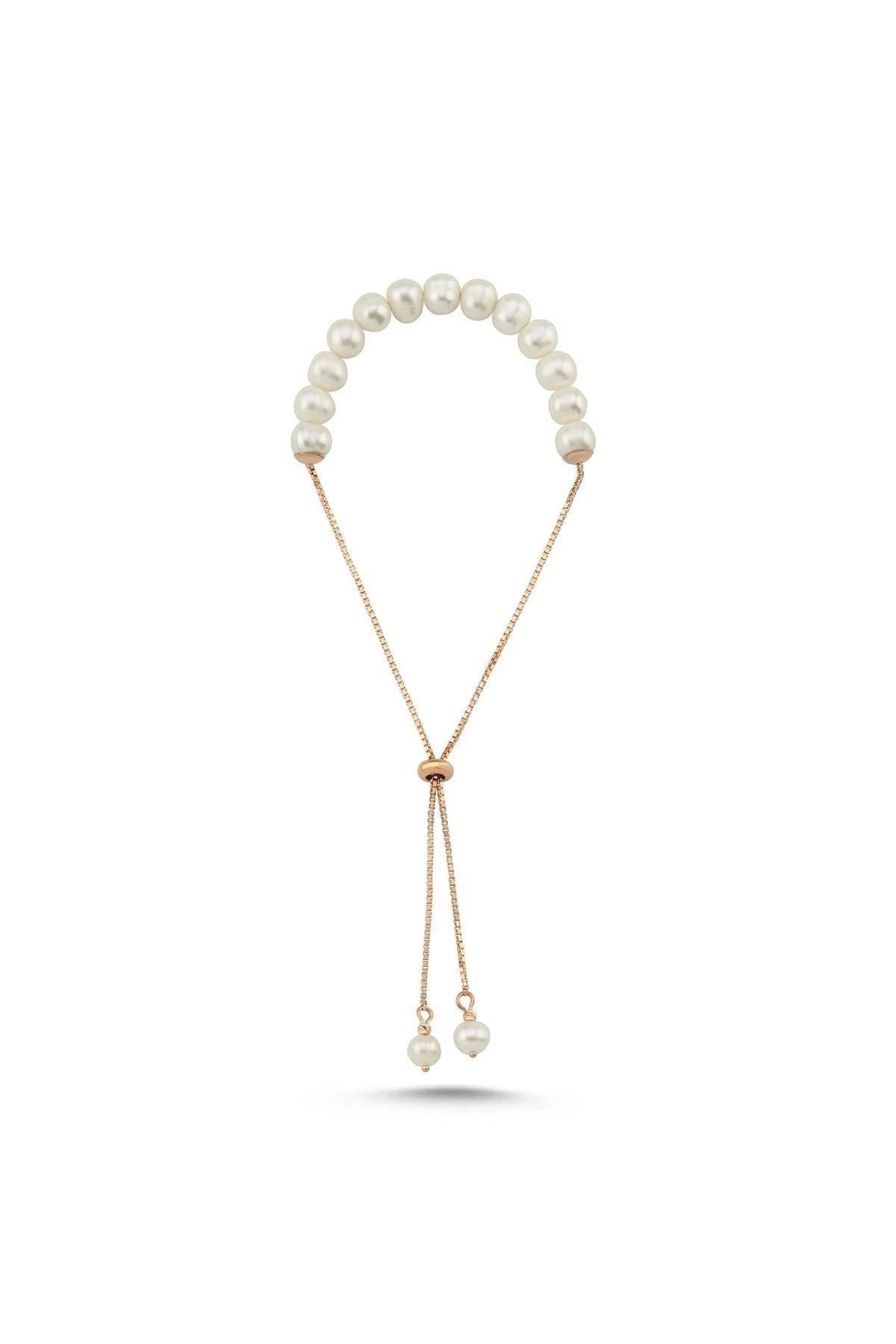 Asansör Zincirli Doğal İnci Bileklik