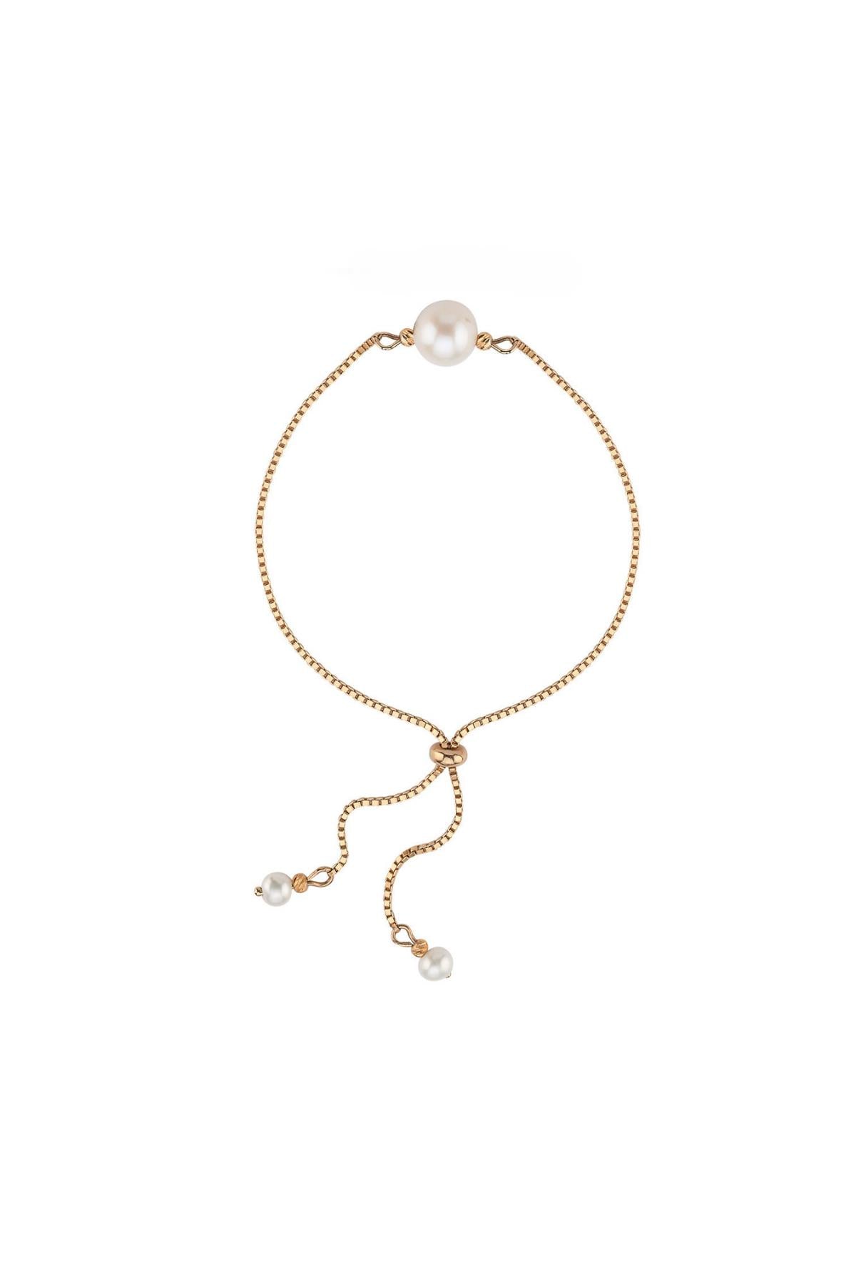 Asansör Zincirli Doğal İnci Bileklik