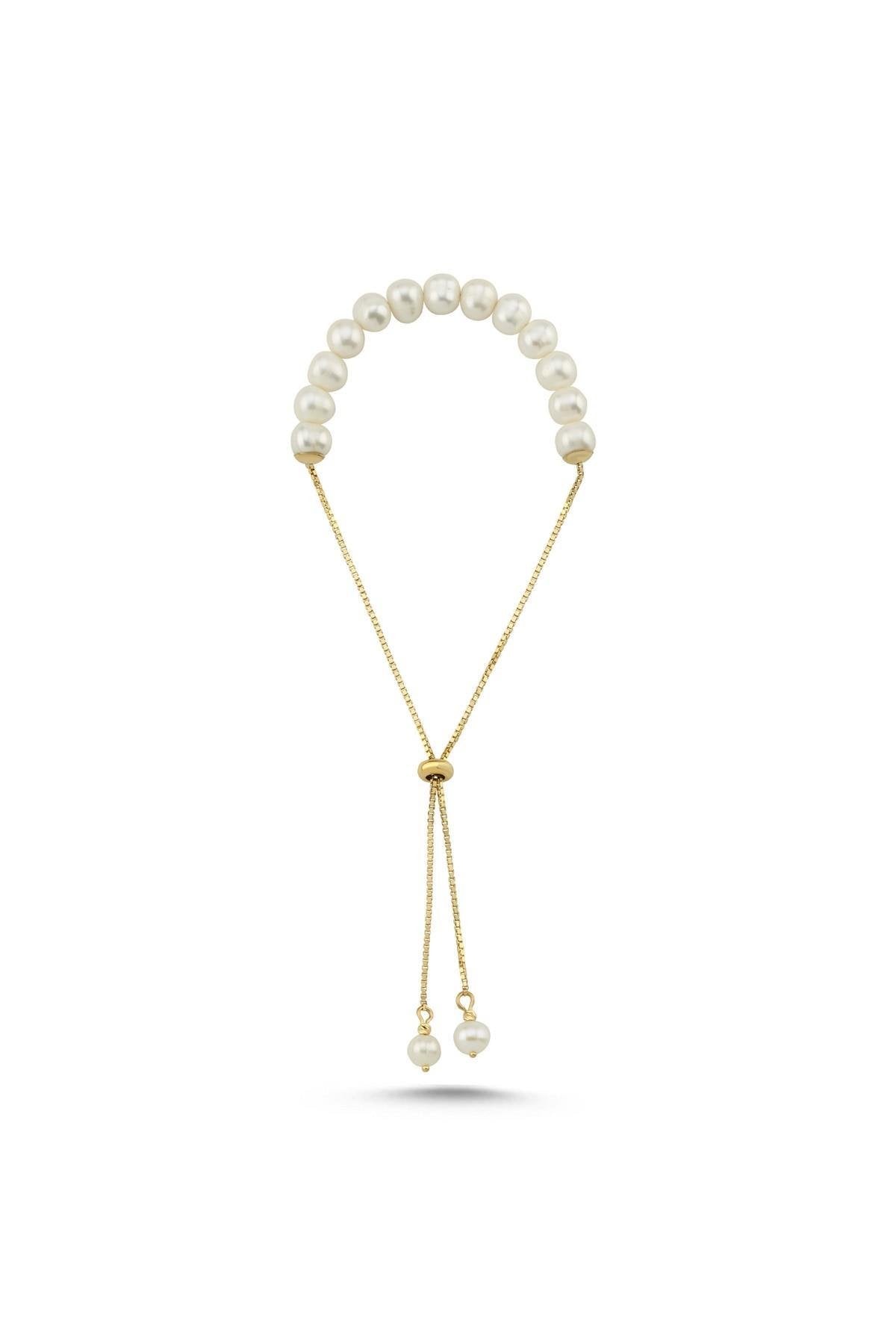 Asansör Zincirli Doğal İnci Bileklik