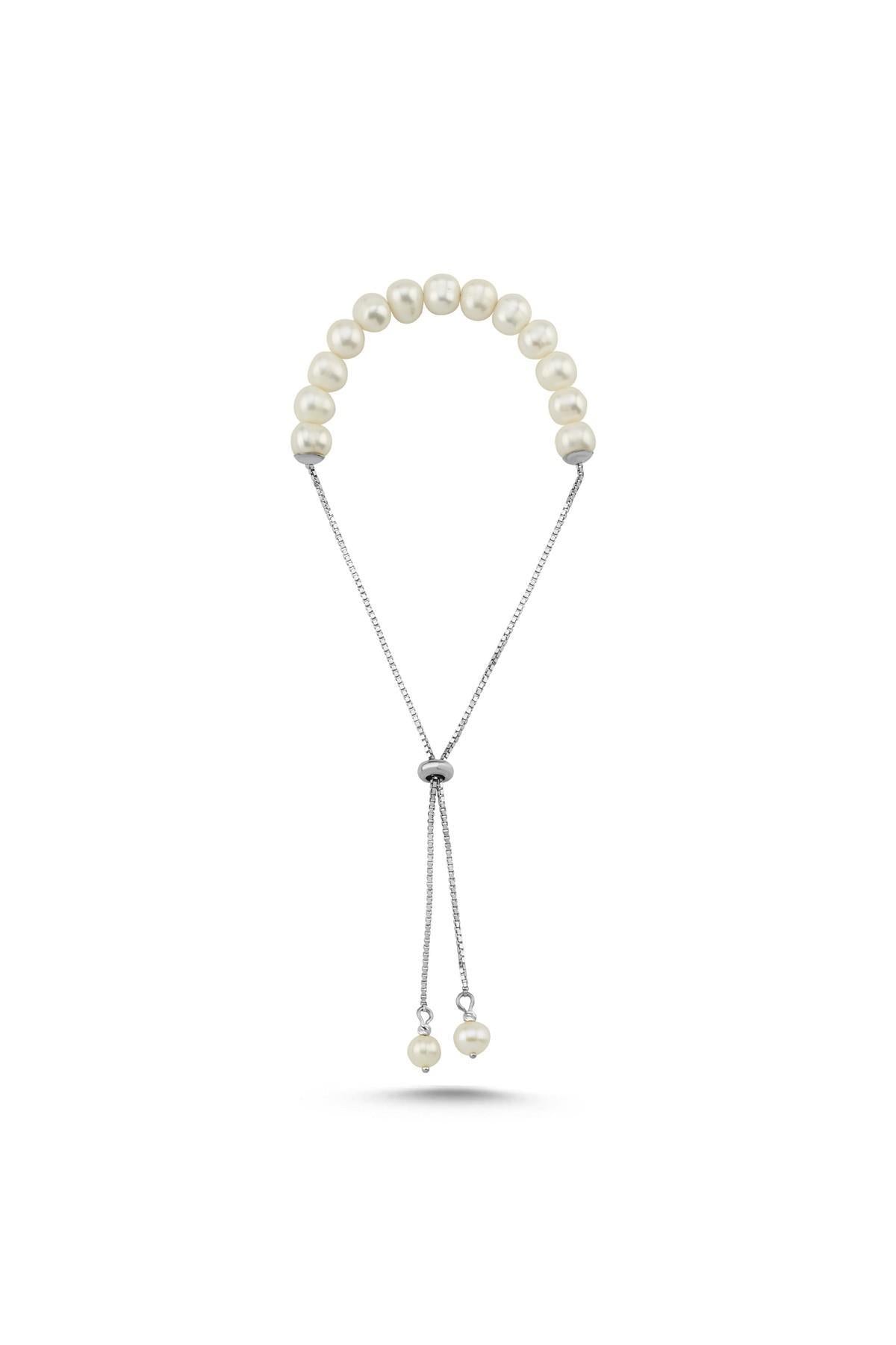 Asansör Zincirli Doğal İnci Bileklik