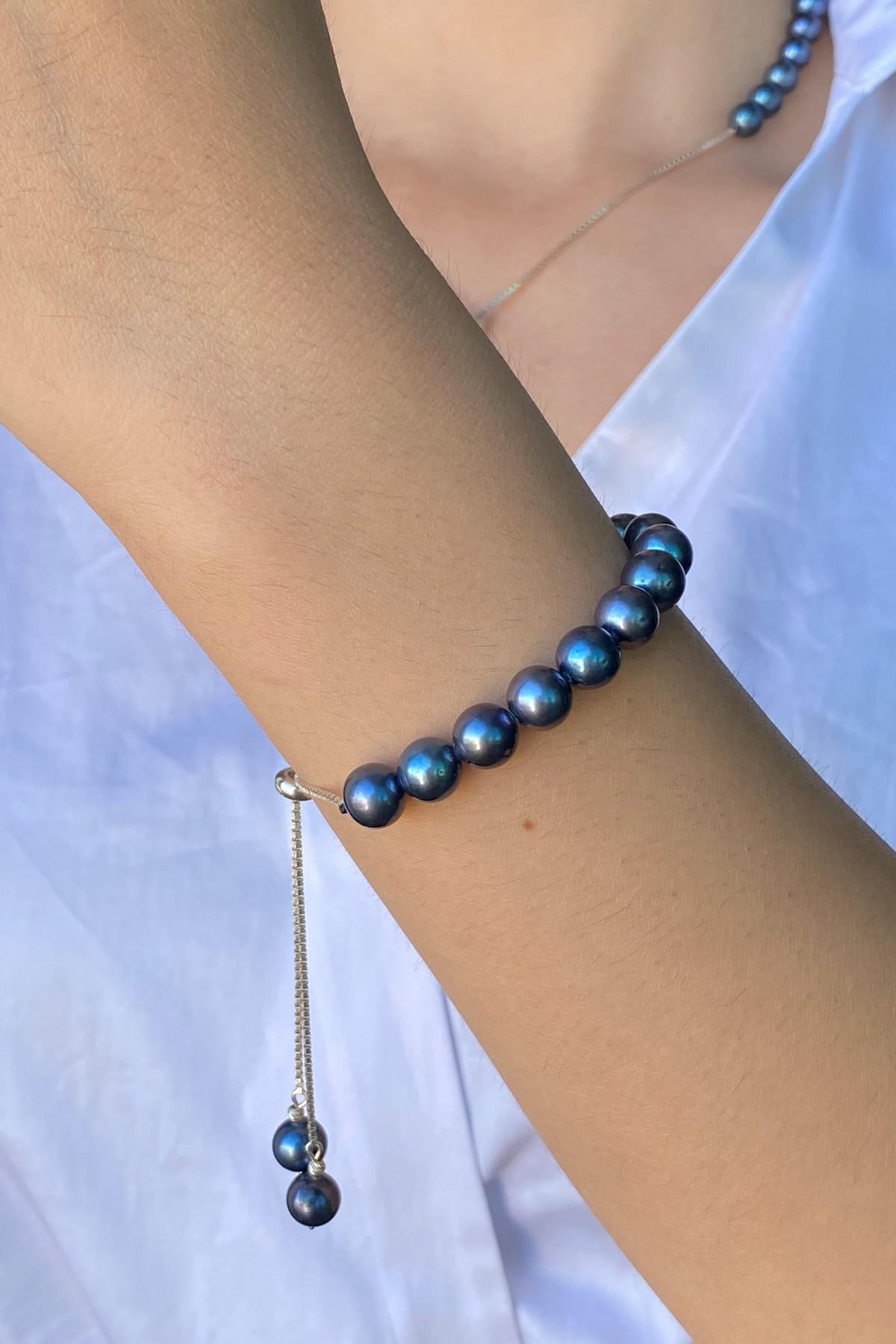 Asansör Zincirli Doğal İnci Bileklik