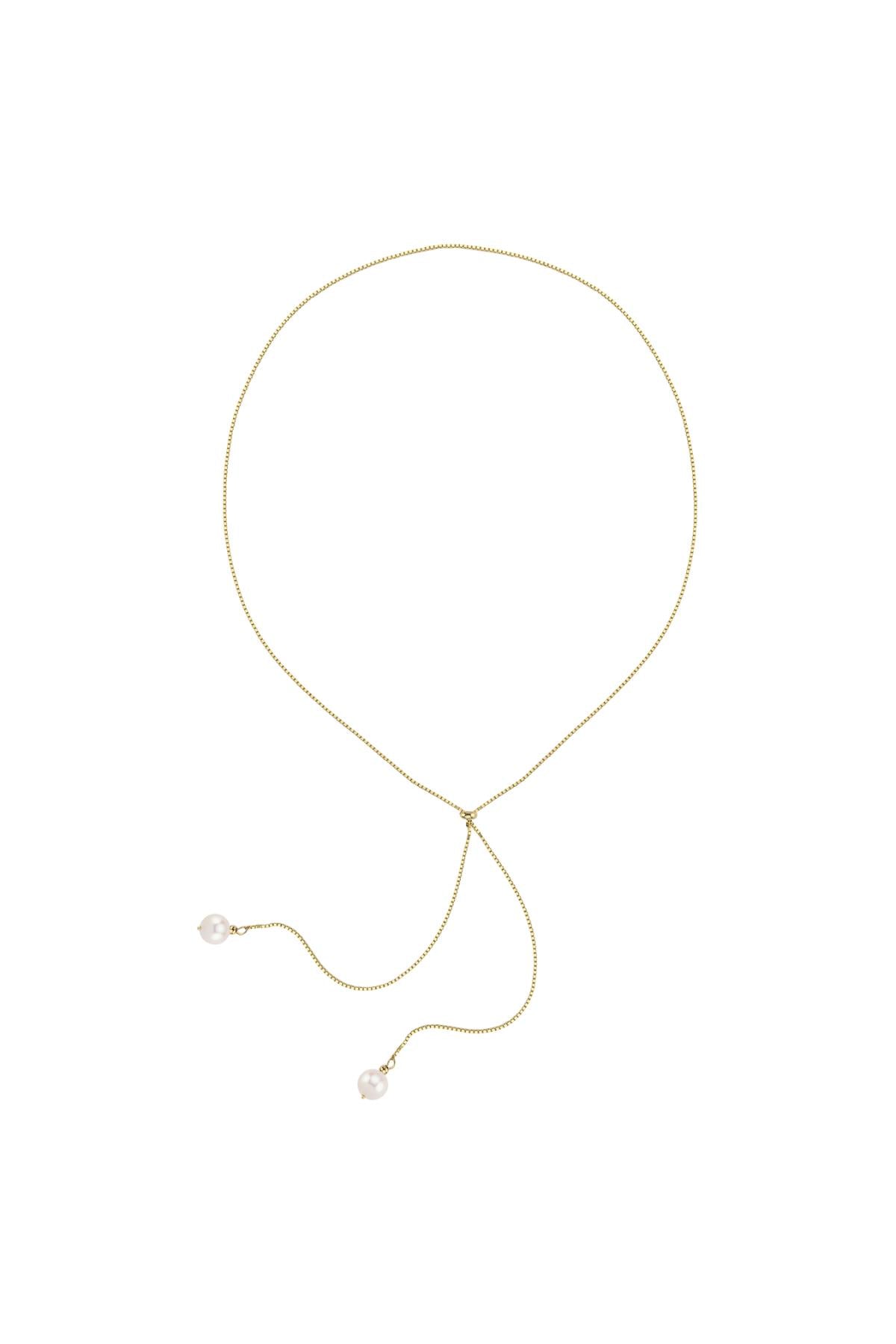 Asansörlü Zincirli Doğal İnci Kolye