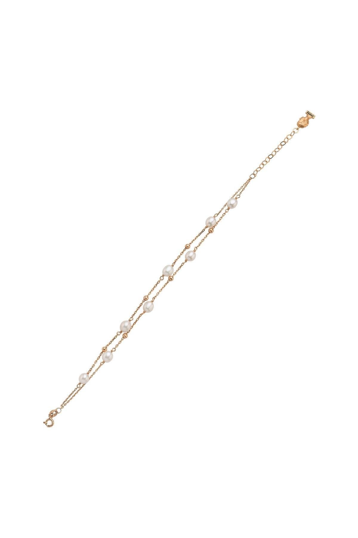 Çift Zincir Dorika Toplu Doğal İnci Bileklik