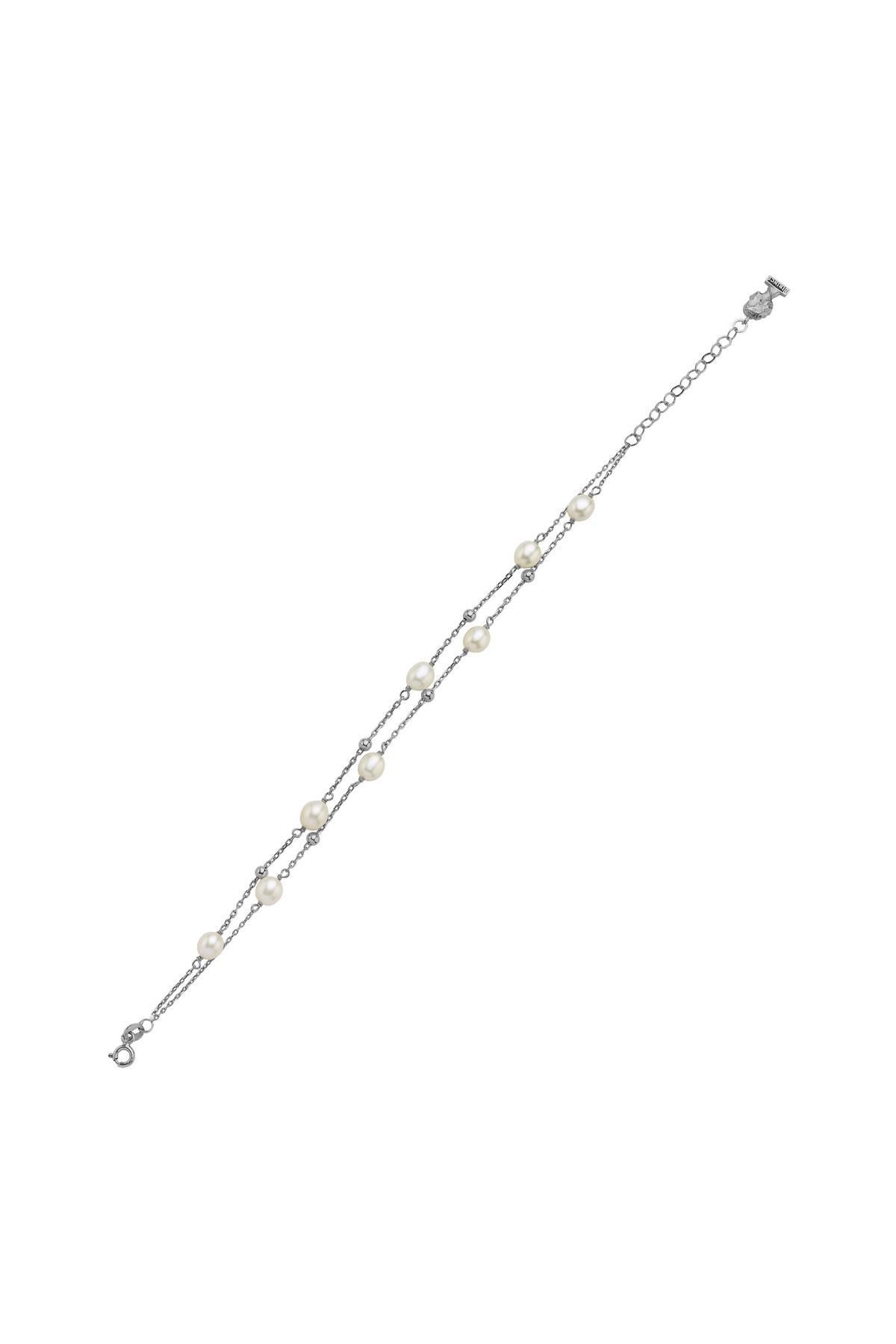 Çift Zincir Dorika Toplu Doğal İnci Bileklik