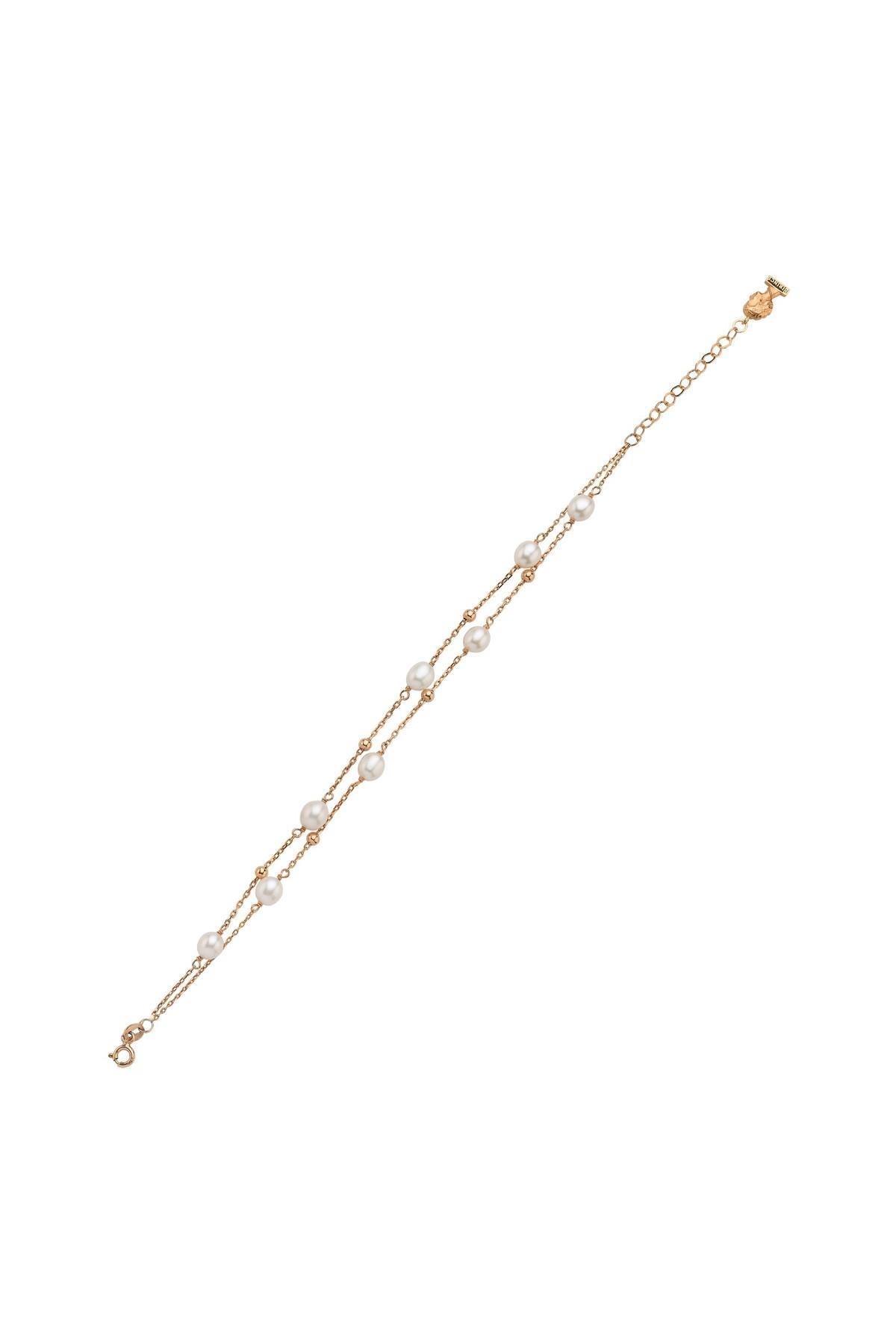 Çift Zincir Dorika Toplu Doğal İnci Bileklik