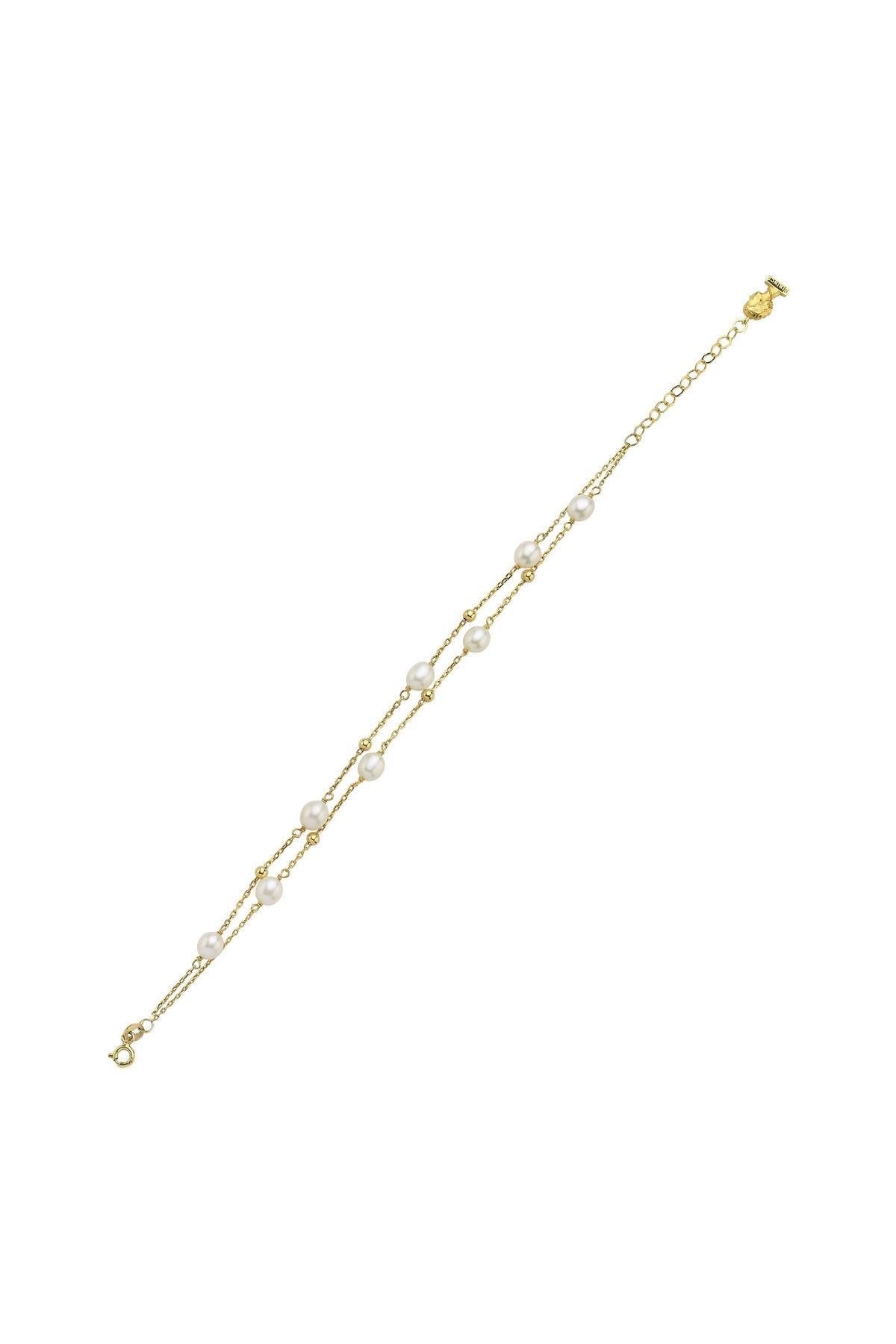 Çift Zincir Dorika Toplu Doğal İnci Bileklik