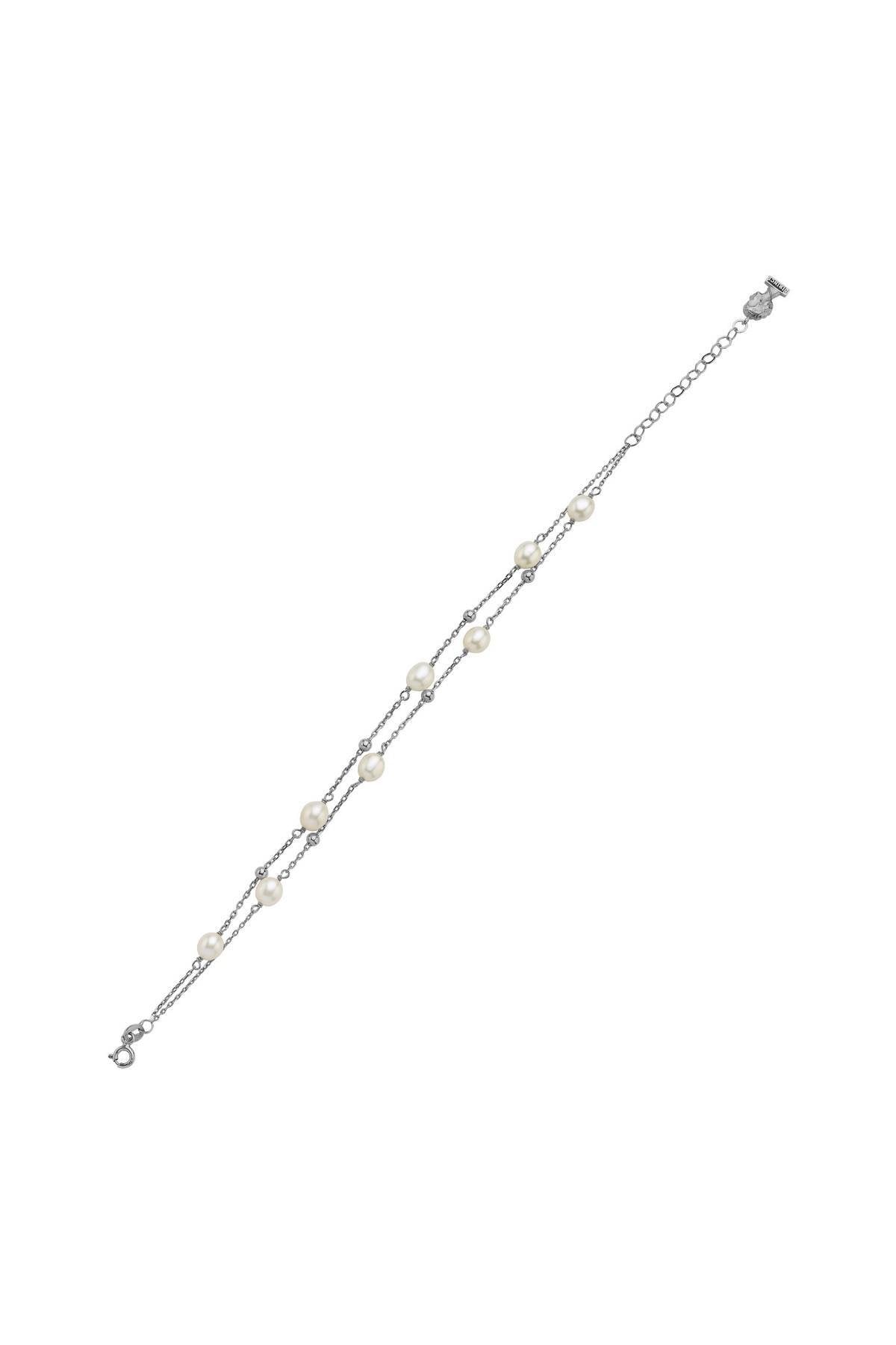 Çift Zincir Dorika Toplu Doğal İnci Bileklik