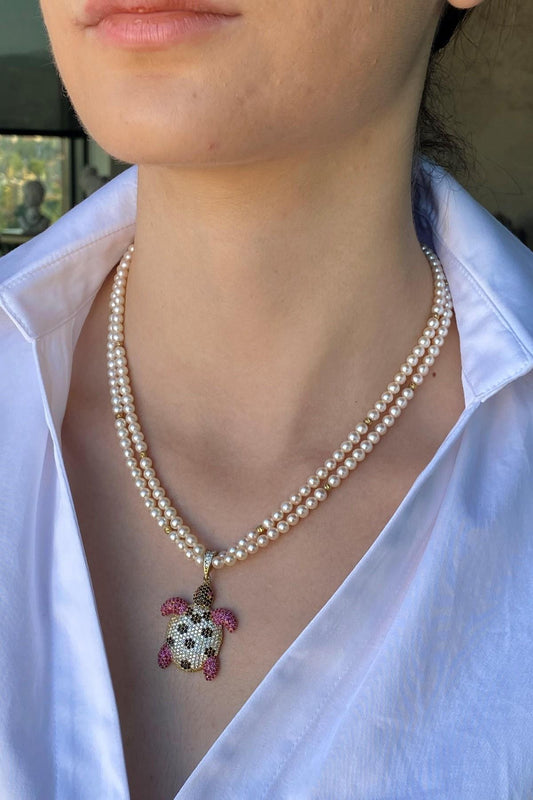 Dorika Toplu Doğal Tatlı Su İncisi Kolye